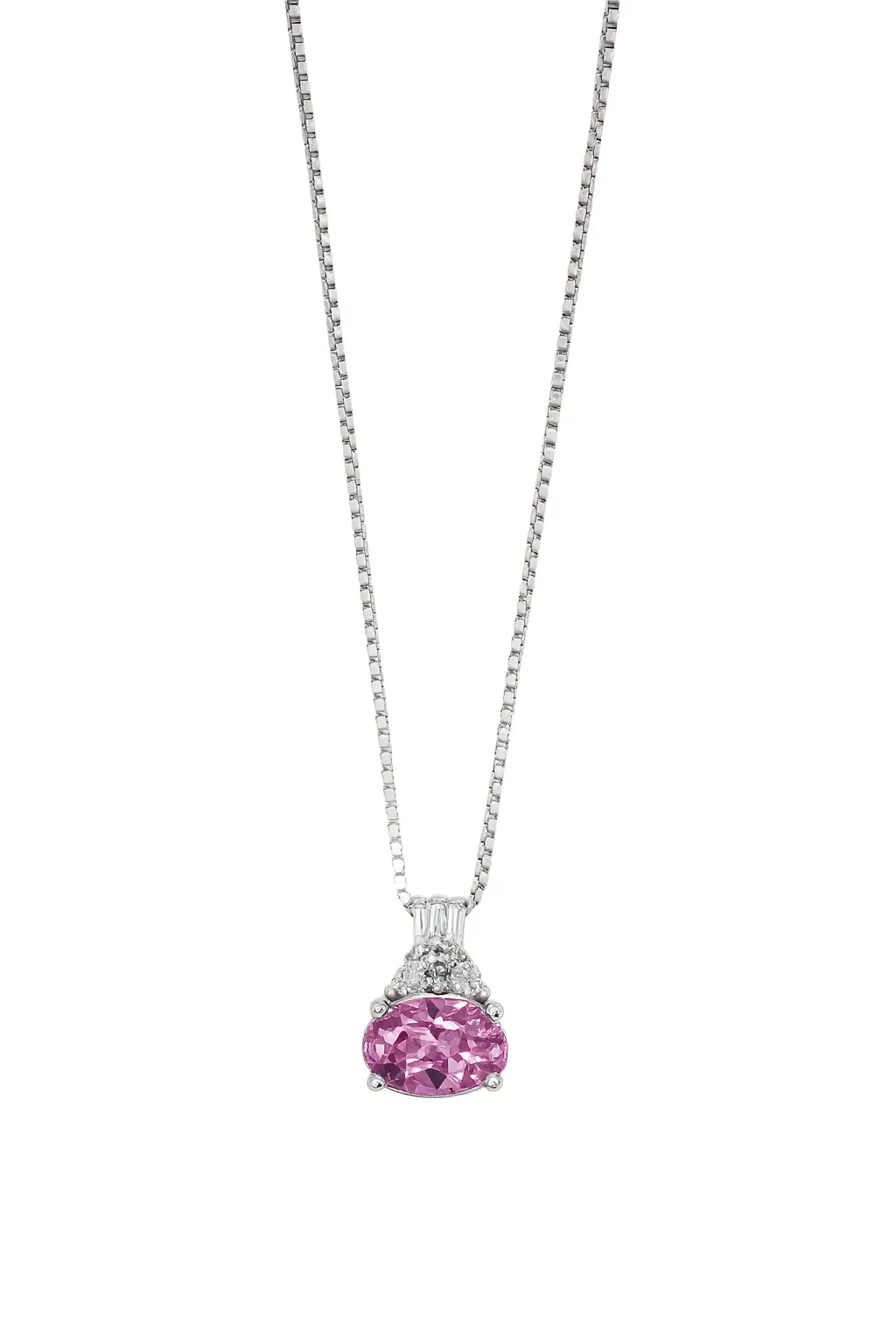 Natural, Pink Oval Sapphire Necklace