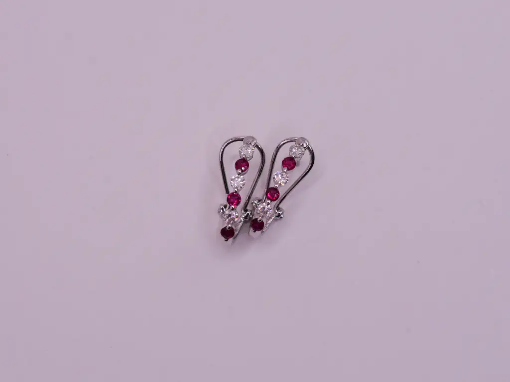 Natural Diamond and Ruby-accented Dangle Earrings