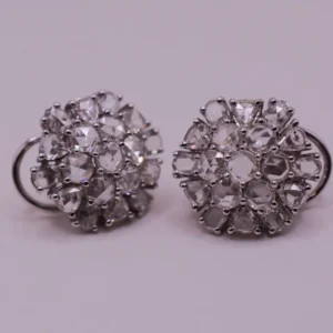 Rose-Cut Diamond Cluster Earrings