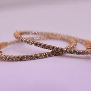 Inside Out Oval Diamond Hoop Earrings