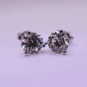 1-Carat Each Diamond Solitaire Stud Earrings