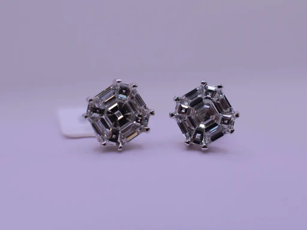Octagon Diamond Puzzle Stud Earrings