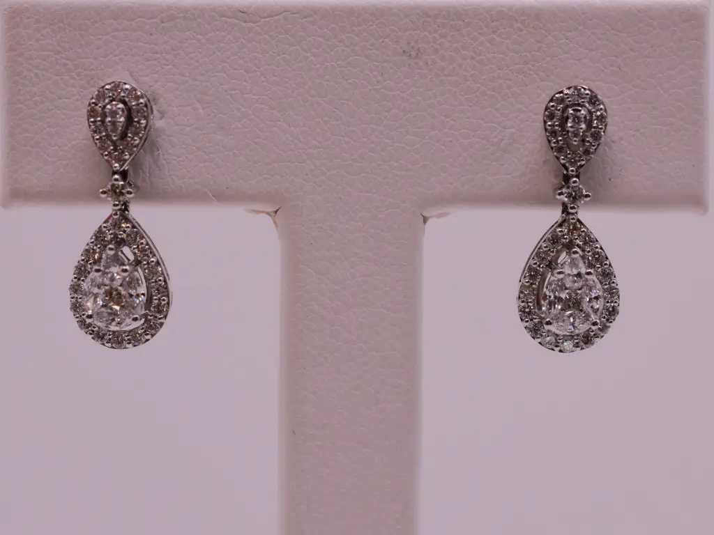 Teardrop Halo Diamond Dangle Earrings