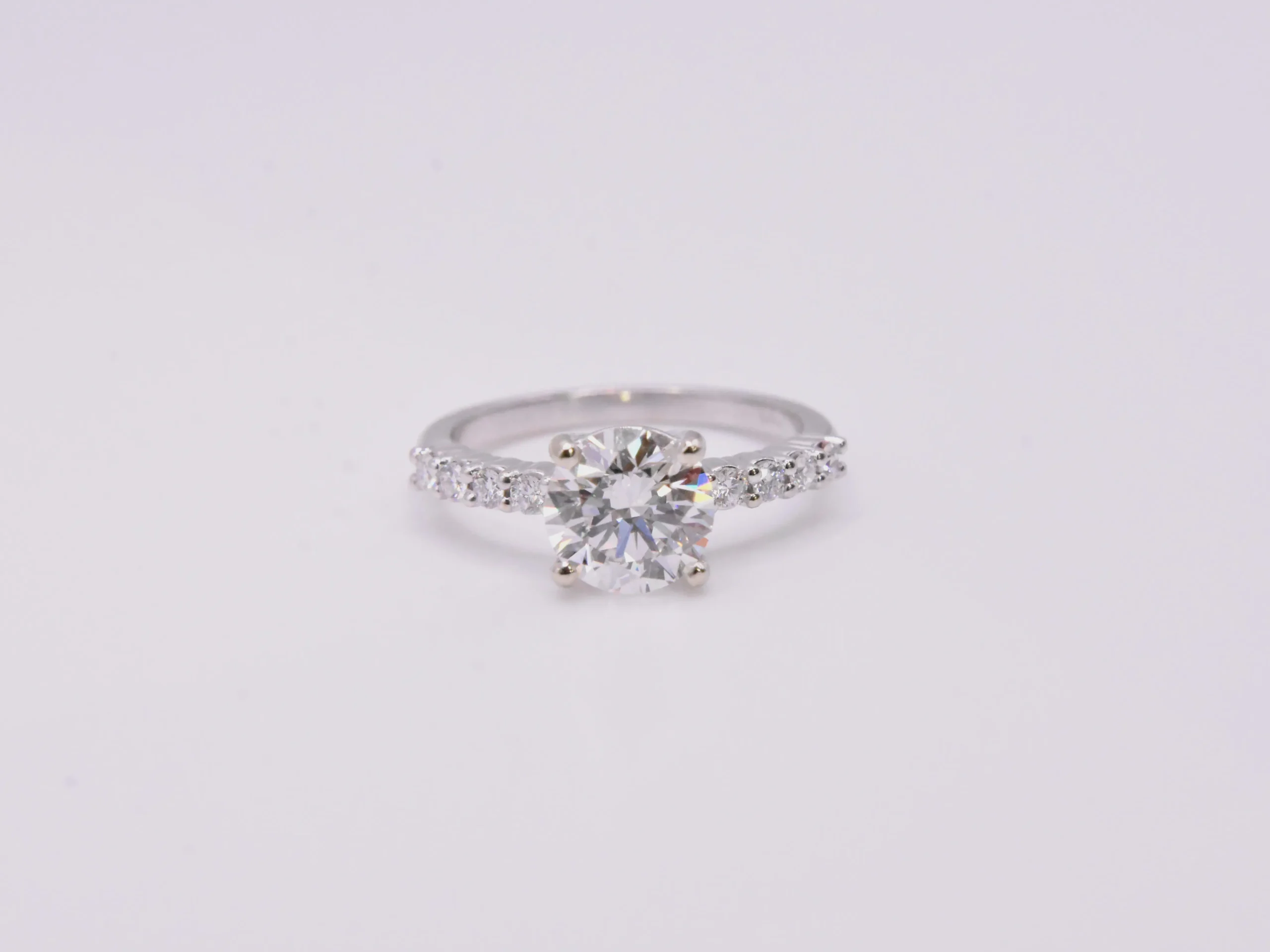 White Gold Round Brilliant Diamond Engagement Ring - Image 2